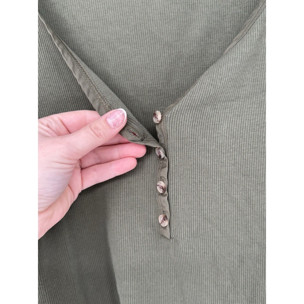 Old Navy Olive Green Puff Sleeve Henley Ribbed Knit 2X NWT Fairy Boho Holiday - Picture 5 of 7